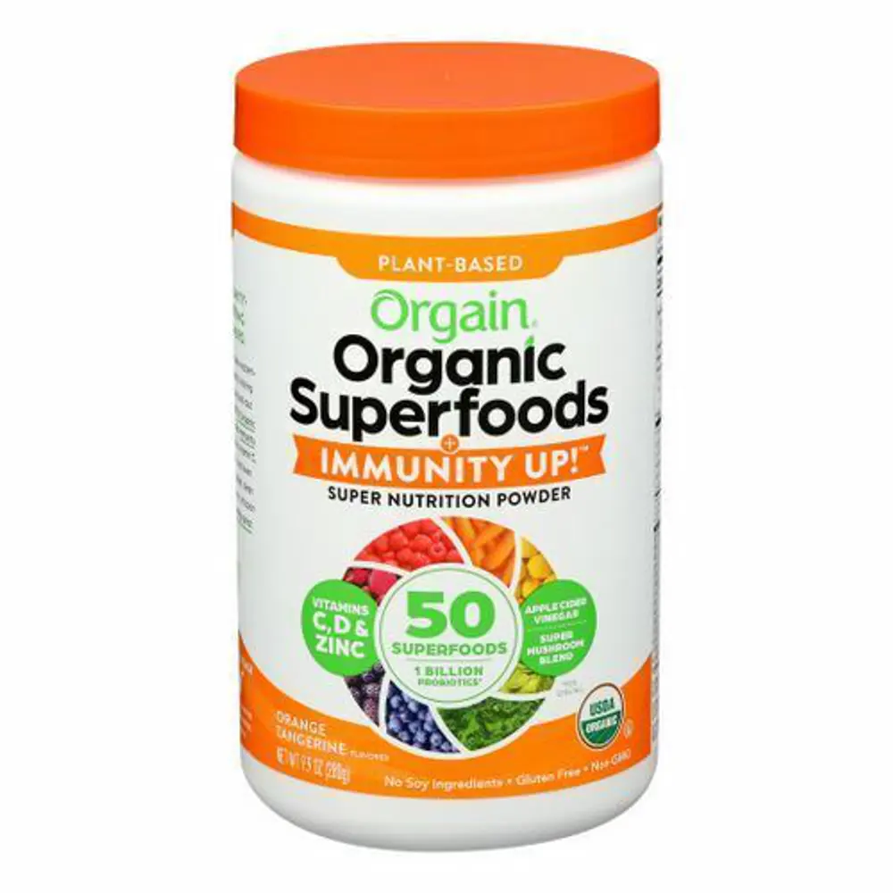 Bột Superfoods Hữu Cơ Vị Cam Quýt Tăng Cường Miễn Dịch, Organic Superfoods, Immunity Up, Orange Tangerine, 9.9 oz (280g) - ORGAIN